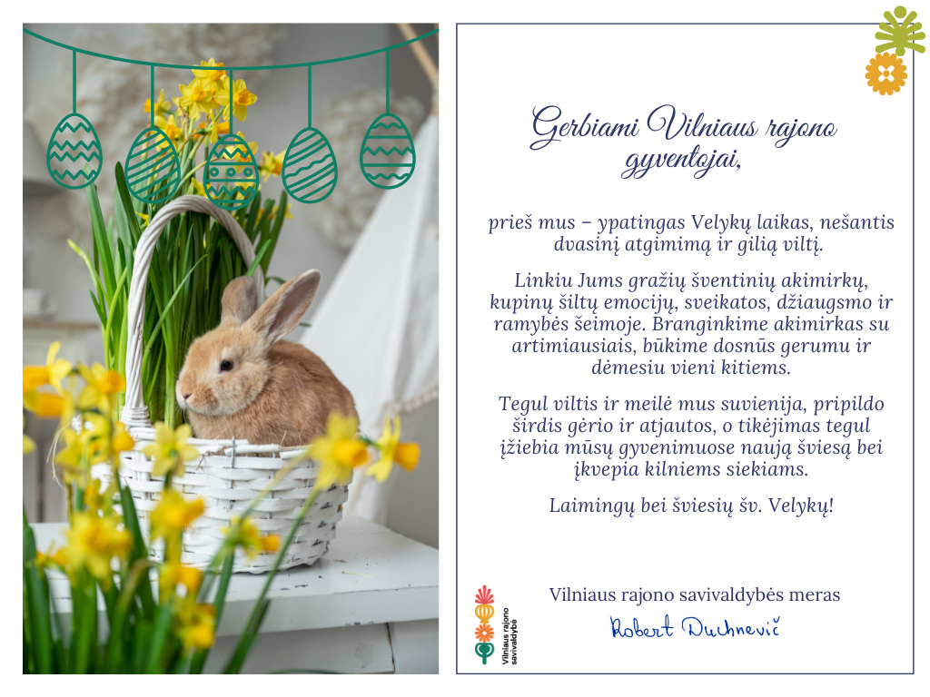 Mero sveikinimas šv. Velykų proga